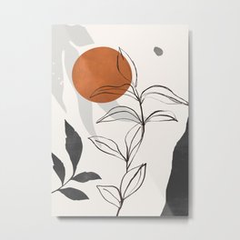 Abstract Art /Minimal Plant 25 Metal Print | Black And White, Drawing, Leaf, Nature, Linedrawing, Geometric, Mid Century, Botanical, Pattern, Art 