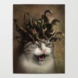 Evil Catdusa Medusa Cat Poster