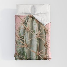 Boho Mint Green and Pink Succulent Cactus Duvet Cover
