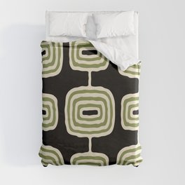 Mid Century Modern Decoration 236 Black Beige and Olive Green Duvet Cover