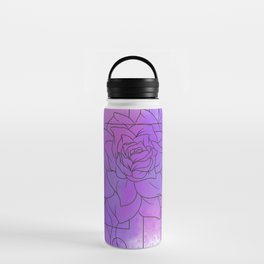 Purple Floral Line Art Water Bottle