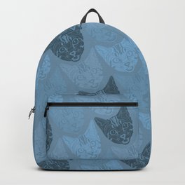 Light Blue Cat Print Pattern Backpack