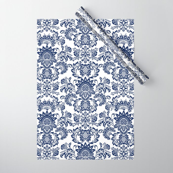 Grey damask wrapping paper online