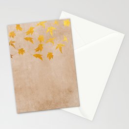 Gold leaves on grunge background - Autumn Sparkle Glitter design Stationery Card