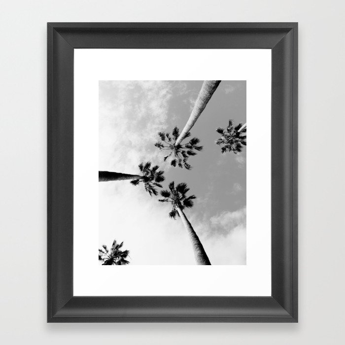 Black and White Palm Trees Framed Art Print