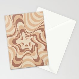 Abstract Groovy Retro Liquid Swirl in Brown Stationery Card