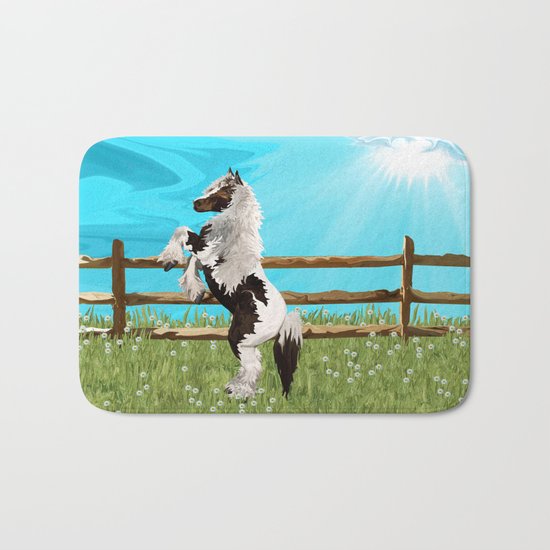 The Vanner Horse On a Heavenly Field of Daisies Bath Mat
