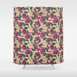 Rose Violet Poppies Shower Curtain