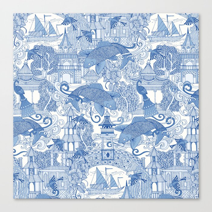 chinoiserie toile blue Leinwanddruck chinoiserie toile blue Leinwanddruck