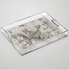 Mannheim, Germany - Black and White City Map Acrylic Tray