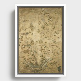 Antique 18th Century Chinoiserie Golden Garden Fresco 1740 Framed Canvas