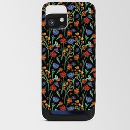 Red, blue and orange flower collection black background iPhone Card Case