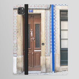 Three doors art print - Lisbon Alfama blue green azulejos - street and travel photography iPad Folio Case