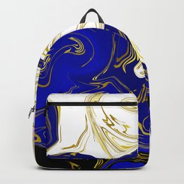 blue ,gold,rose,black,golden fractal, vibrations, circles modern pattern, Backpack