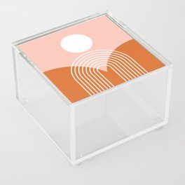 Geometric Rainbow Sun Abstract 35 in Rose Gold Red Acrylic Box