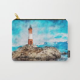 Red And White Lighthouse Near Body Of Water Carry-All Pouch