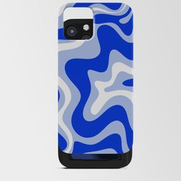 Retro Liquid Swirl Abstract Pattern Royal Blue, Light Blue, and White  iPhone Card Case