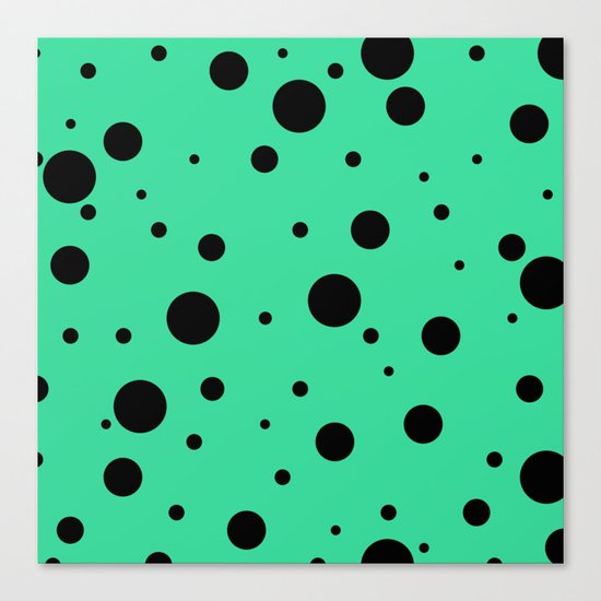 Black Bubbles On Green Canvas Print