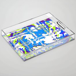 Blue Rave Glitch Tiles Acrylic Tray