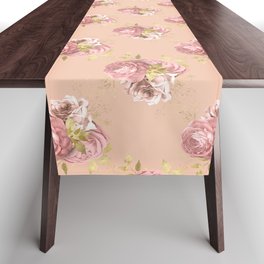 Pink Floral Bouquet Pattern Table Runner