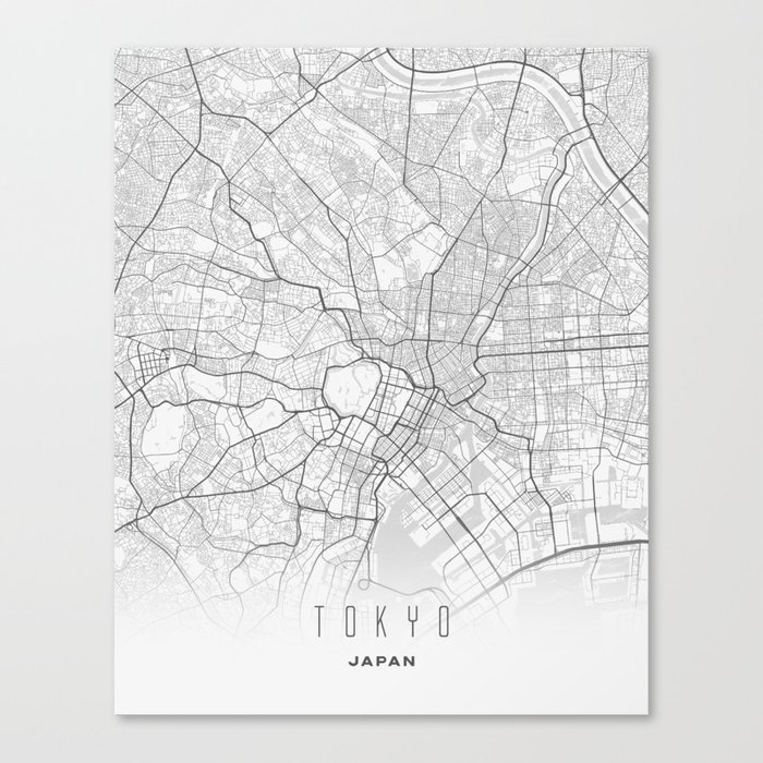 Tokyo City Map - Light Canvas Print