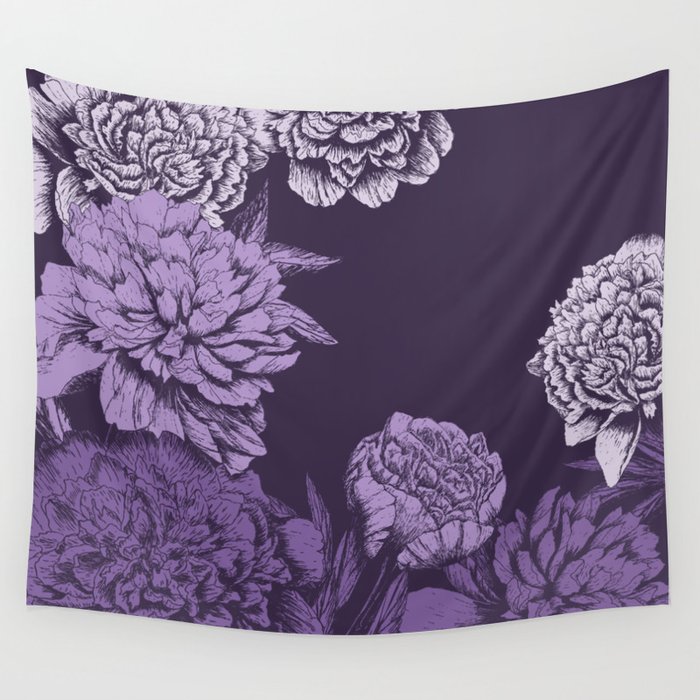 VIOLET FLORAL SYMPHONY Wall Tapestry