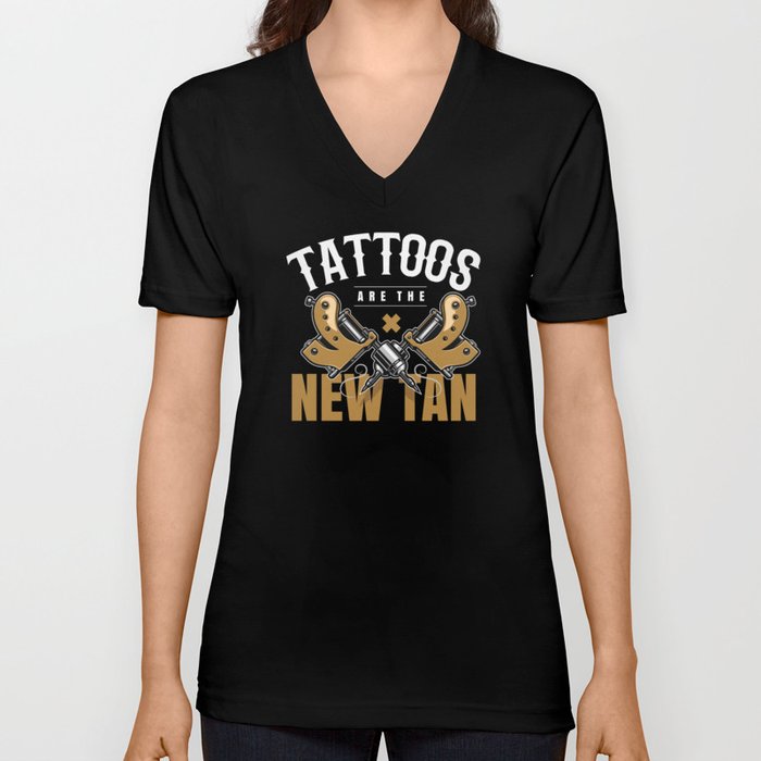 Tattoos Are THe New Tan Tattoo Tattooed V Neck T Shirt
