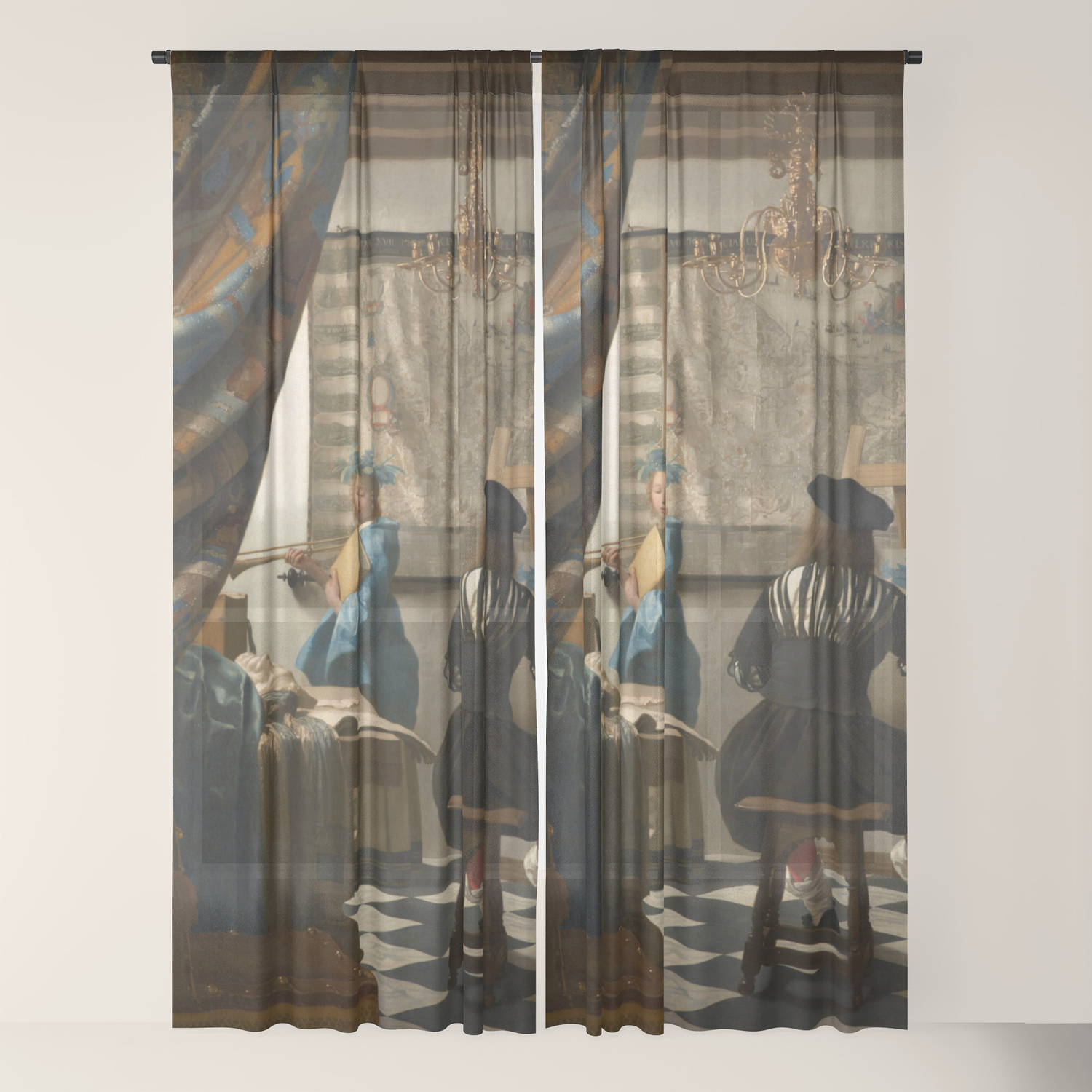 Johannes Vermeer The Art Of Painting Sheer Curtain By