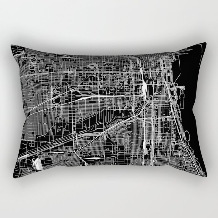 Chicago Black Map Rectangular Pillow