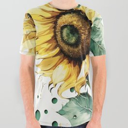 Lovely Watercolor Sunflowers All Over Graphic Tee