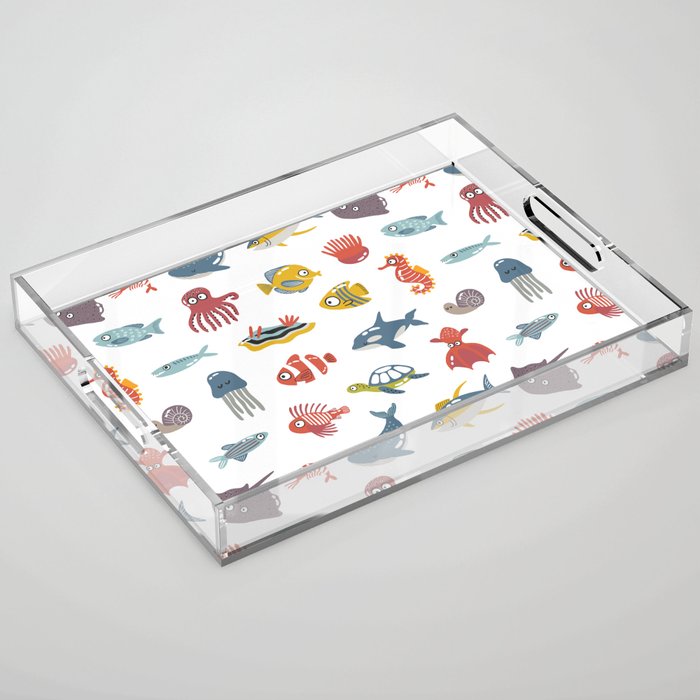 Colorful Sea Animals Acrylic Tray
