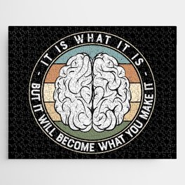 Vintage Brain Motivational Quote Jigsaw Puzzle