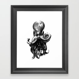 Black and White Octopus Framed Art Print