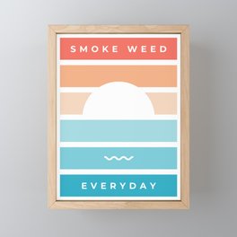 Smoke Weed Everyday - color blocking sunset funny illustration Framed Mini Art Print