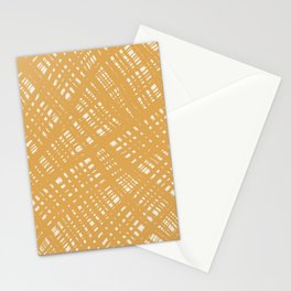 Rough Weave Painted Abstract Burlap Painted Pattern in White and Beige  Stationery Card