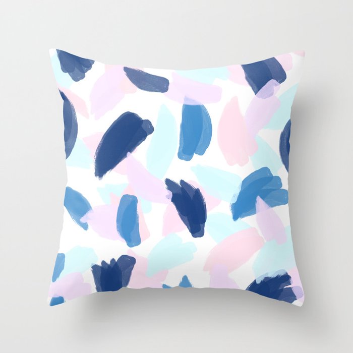 Blue and Pink Paint Throw Pillow