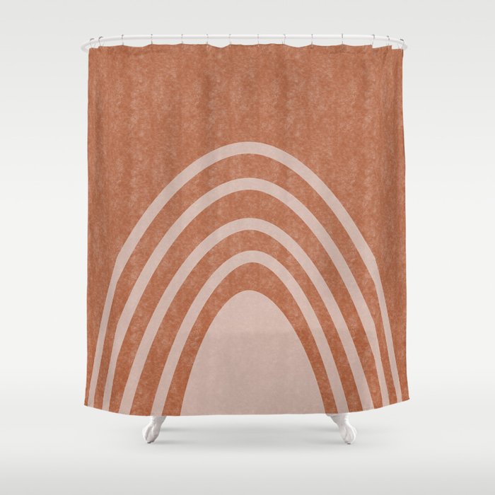 Mid Century Terracotta Rainbow Shower Curtain