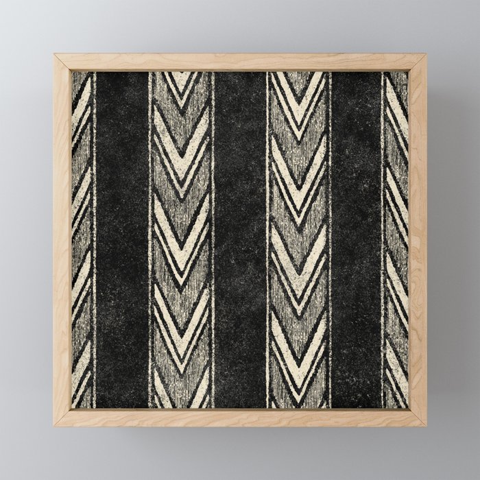 Canyon Stripe - black and cream Framed Mini Art Print