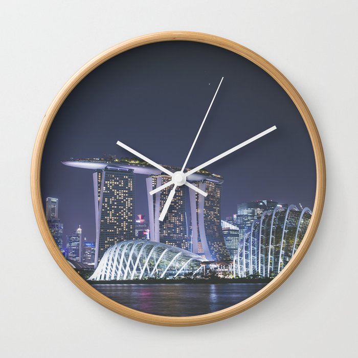 Singapore At Night Marina Bay Wall Clock