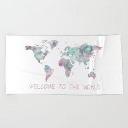 Pastel Map II - Cotton Candy Beach Towel