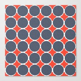 Mid-Century Modern Navy Blue Dots And Red Diamonds Canvas Print