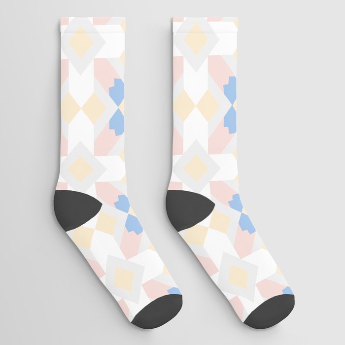 Pale Cerulean Tile Socks