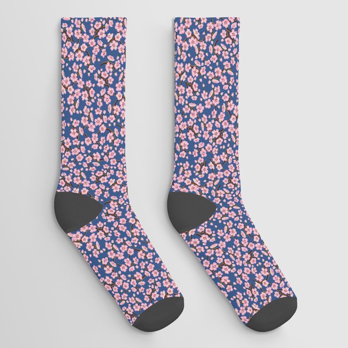 Dark Cherry Blossoms in Acrylic Paint Socks