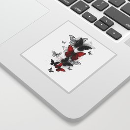 Flying Black and Red Morpho Butterflies Sticker