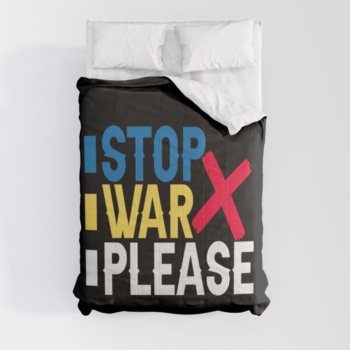 Stop War Please Ukrainian Flag Comforter