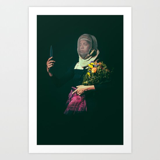 Noble Girl Athlete with Bouquet of Flowers Art Print