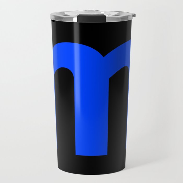letter M (Blue & Black) Travel Mug