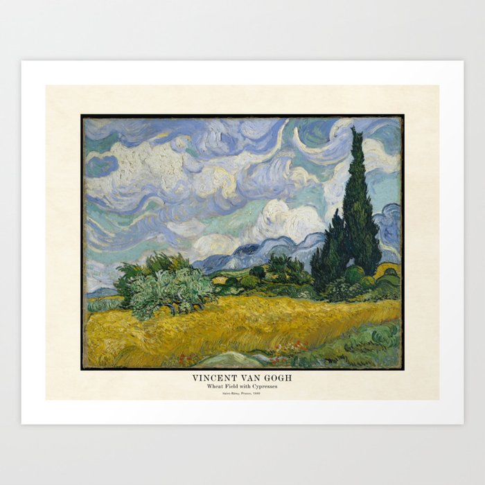 Wheat Field with Cypress by Vincent Van Gogh Art Print