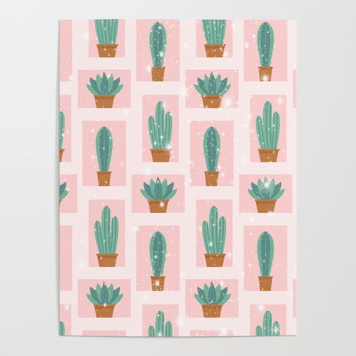 Cactus Squares Poster