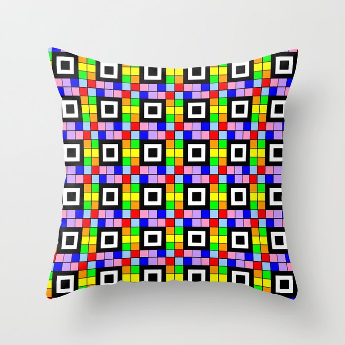 optical pattern 35 rainbow Throw Pillow